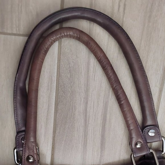 Nordstrom Vintage Purple Italian Leather Satchel Tote Handbag Size XL - Picture 7 of 8